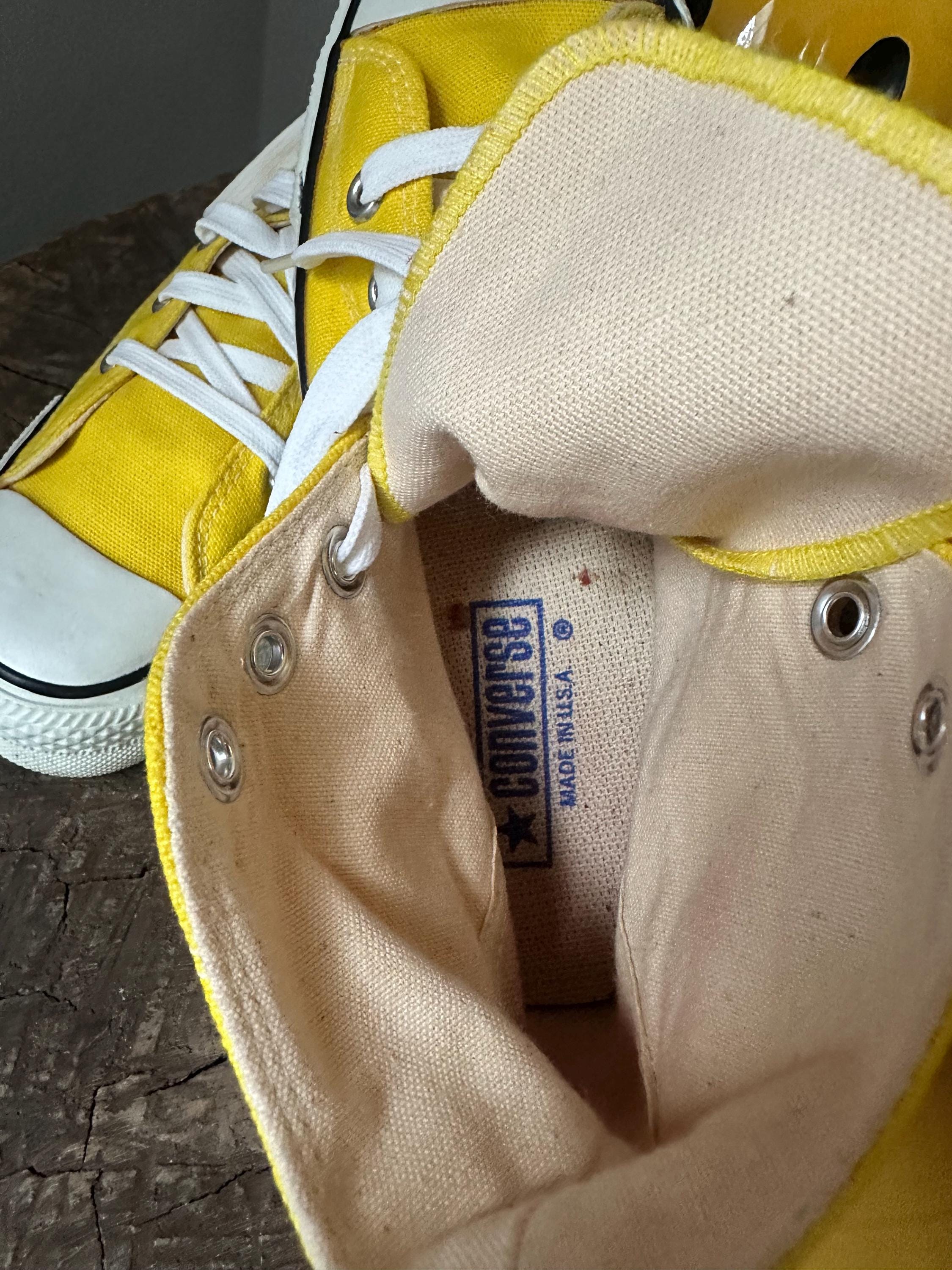 Vintage Converse All Star Chuck Taylor USA Yellow Hi-tops Canvas