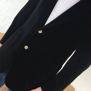 BLAZer DE TERCIOPELO MEDIANOCHE MOD DE LOS AÑOS 80 ABRIGO DEPORTIVO CHAQUETA DE TRAJE A LA MEDIDA BLAZER DE TERCIOPELO NEGRO DE DOS BOTONES ABRIGO DEPORTIVO ROPA FORMAL DE TERCIOPELO VINTAGE