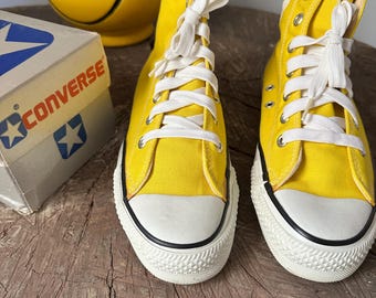 Vintage Converse All Star Chuck Taylor USA Yellow Hi-tops Canvas