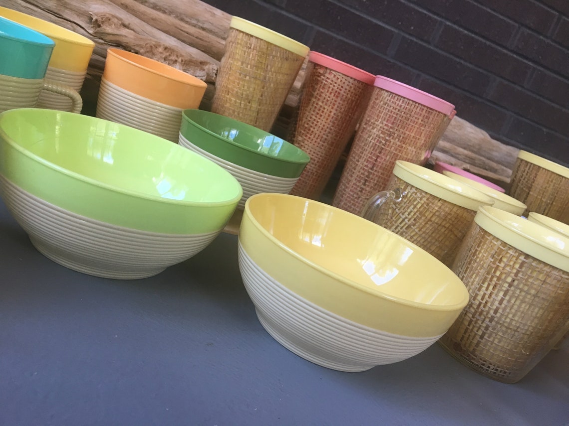 Vintage Thermotemp Raffia Ware 1960's Mid Century Etsy