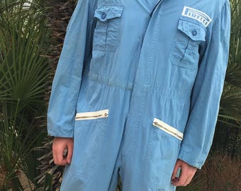1980's Authentic Pirelli Italian Mechanic Coveralls Jumpsuit