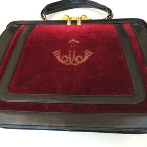 Années 1960 Roberta Di Camerino Italie vintage velours velours + cuir Grand sac cartable de piste viNtaGe CouTuRe Sac à main italien