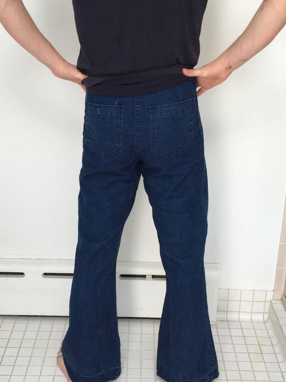 1960's Seafarer Big Bell Bellbottom Jeans U.S. Navy Sailor Authentic  Original Issue Vintage Hippie Mod Military Bellbottom Sailor Pants -   Singapore