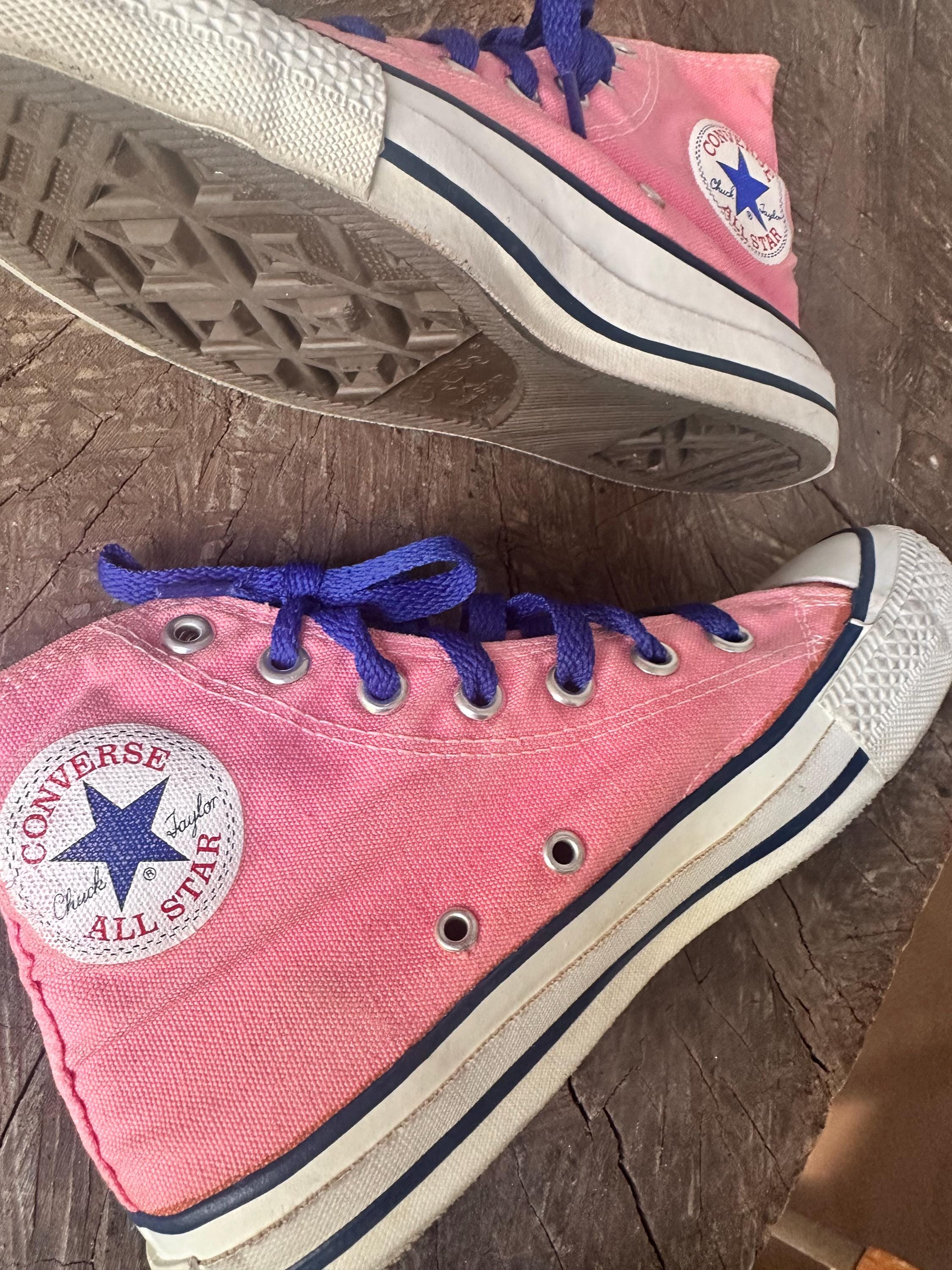 Vintage 1980's Converse All Star Chuck Taylor USA Pink Hi-tops