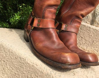 Stivali da CoWBoY Western Riding ingegnere motociclista anni '70 mod HiPPiE punta quadrata Stivali da cowboy campus