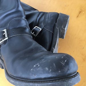 VietNaM ERa BLacK LeaTHeR MoTo BiKeR BooTs USA 1970's MoD coMBaT biKeR ruGGeD huNtiNg ridiNg MoToRcYCLe MecHaNic BooTs image 1