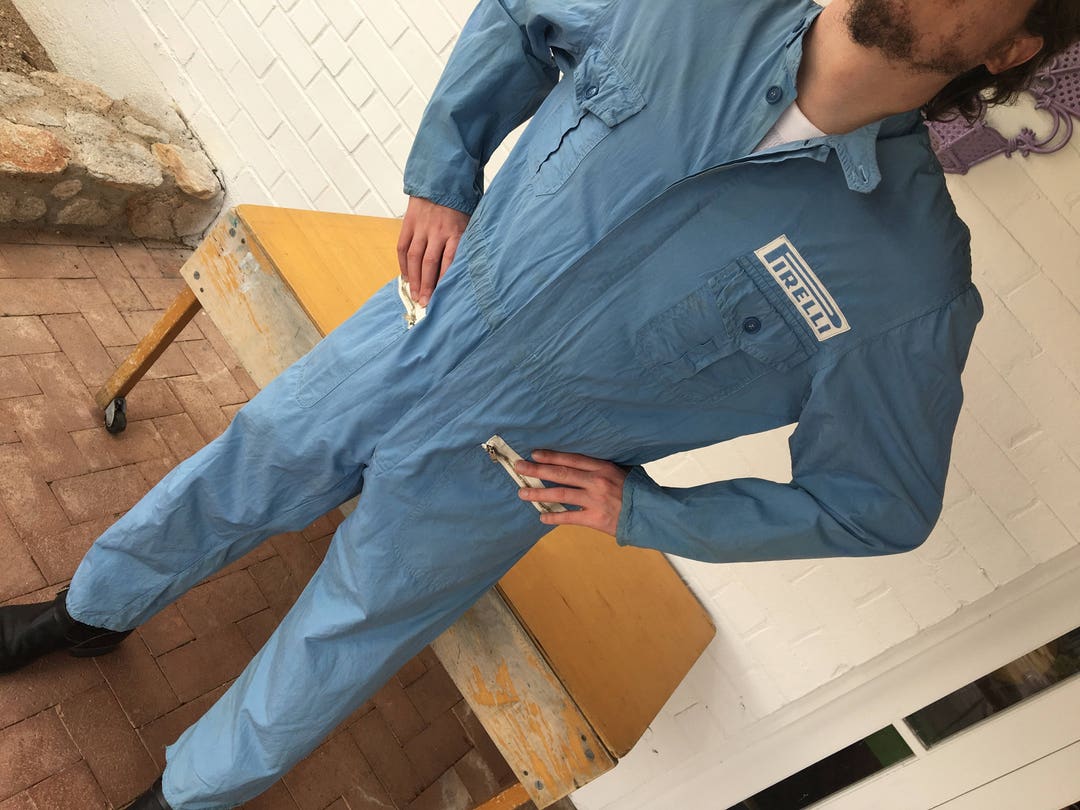 1980's Authentic Pirelli Italian Mechanic Coveralls Jumpsuit 1980's Authentic Pirelli Italian Mechanic Coveralls Jumpsuit