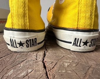 【US9】　90s ALL STAR イエロー　made in USA Vintage Converse All Star Chuck Taylor USA Yellow Hi-tops Canvas