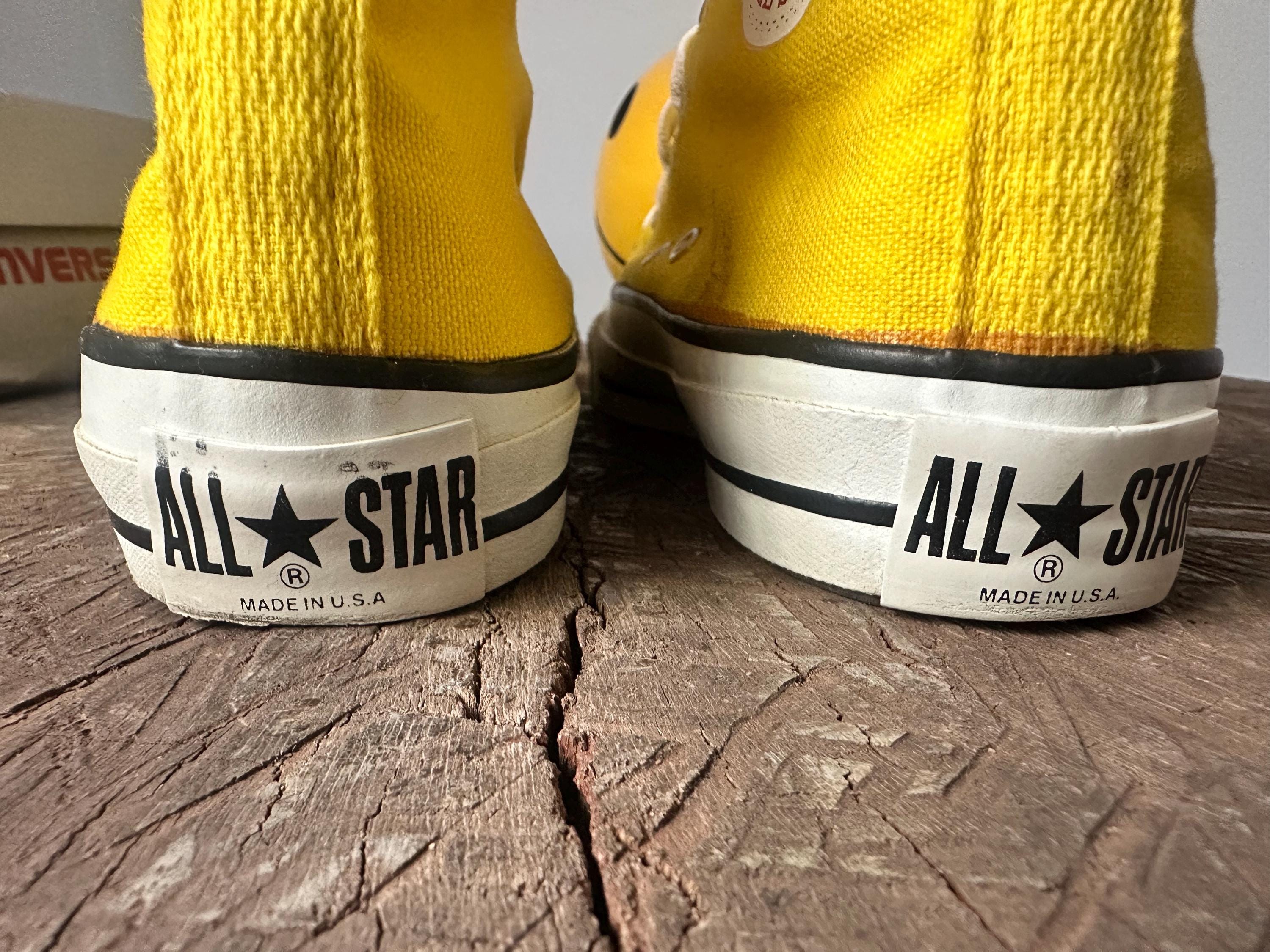 Vintage Converse All Star Chuck Taylor USA Yellow Hi-tops Canvas