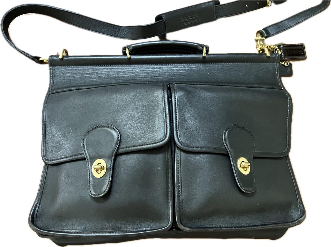 バッグ OldCoach 90s MadeinUSA Leather BriefCase COACH VINTAGE BLACK LEATHER BUSINESS SOFT BRIEFCASE BAG 5286 90'S