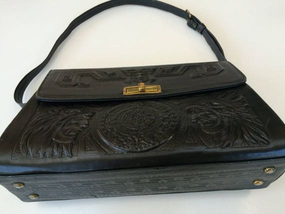 TooLed Leather MesseNgeR bag toTe 1970's HiPPiE s… - image 3