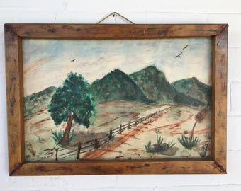 1970ER JAHRE WASSERFARBE LANDSCHAFTSMALEREI ORIGINAL KUNST GERAHMT BILDER MODERNER KUNST