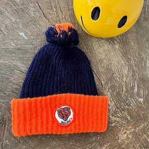 1970&#39;s chunky KniT kiDs NfL ChiCaGo BeaRs SNoWMoBiLe HaT ski haT vintage MoD SNoWBoaRd StocKing PoM PoM CaP cLassiC PRo FooTBaLL FaN HaT