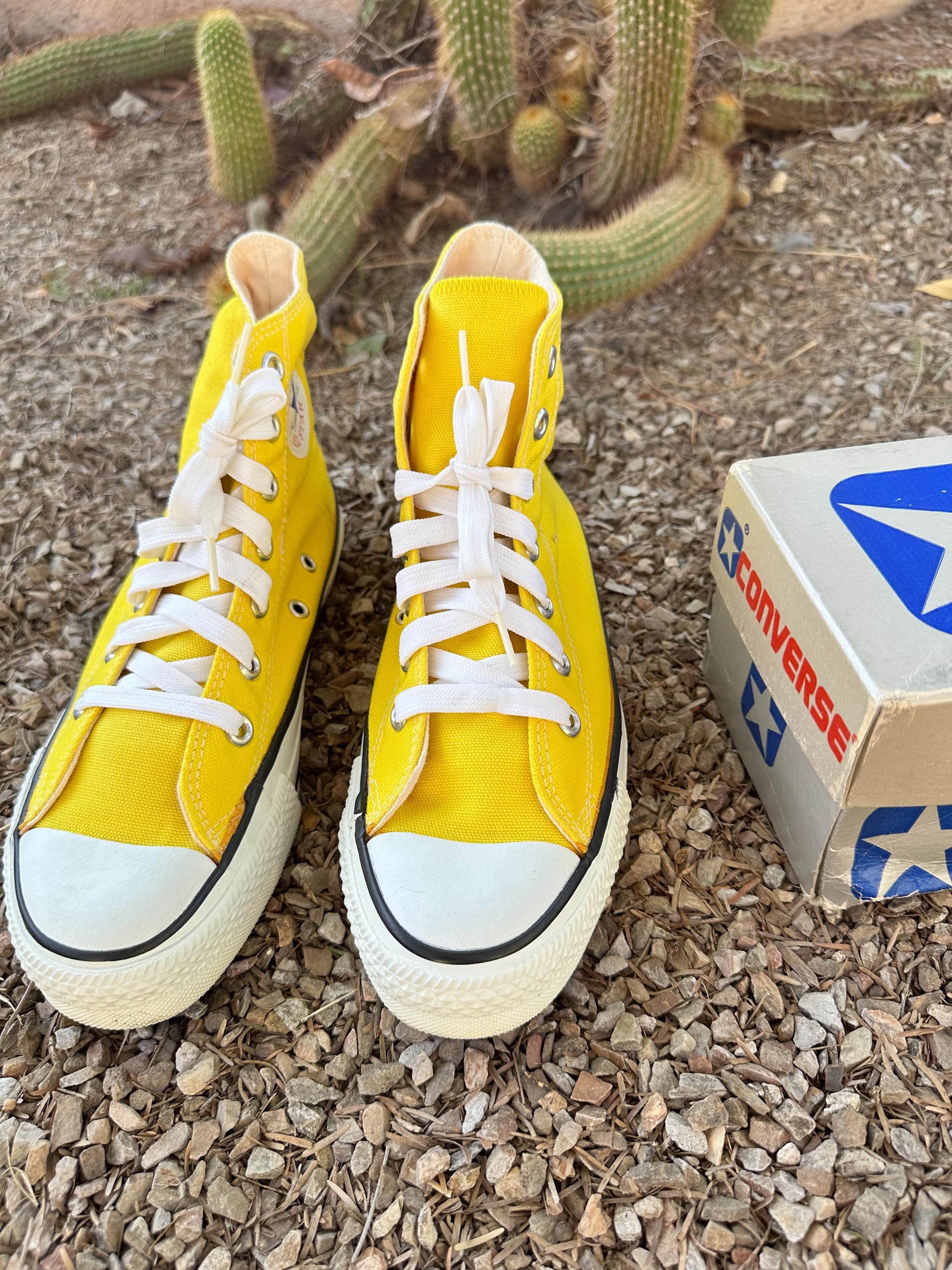 Vintage Converse All Star Chuck Taylor USA Yellow Hi-tops Canvas