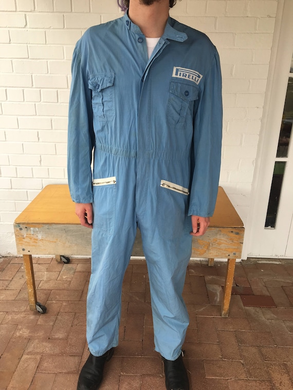 1980's Authentic Pirelli Italian Mechanic Coveralls Jumpsuit