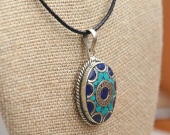 blue mosaic blue pendant mosaic necklace blue gift blue necklace shades of blue necklace blue jewelry mosaic blue necklace blue