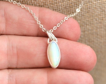 Sterling Silver Ethiopian Opal Necklace Opal Gemstone Necklace One of a Kind Oval Opal Pendant BS19-0119H Sparkly Cable Chain