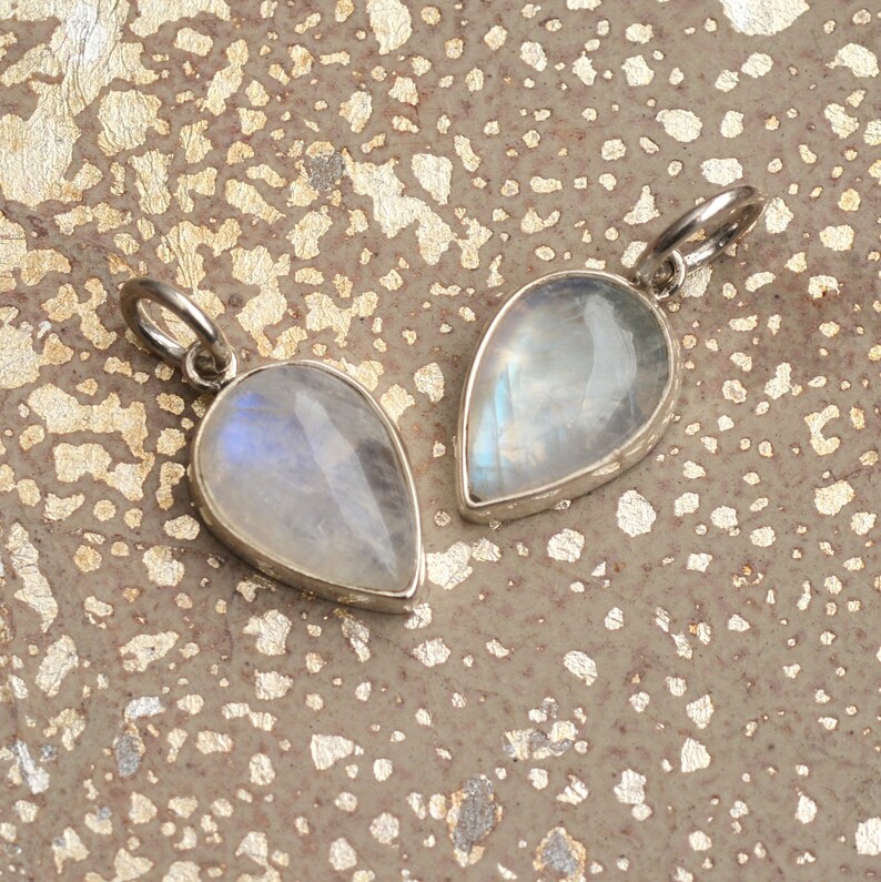 BS19-0113 Rainbow Moonstone Necklace Sterling Silver Rainbow Moonstone Teardrop Pendant Necklace June Birthstone Necklace