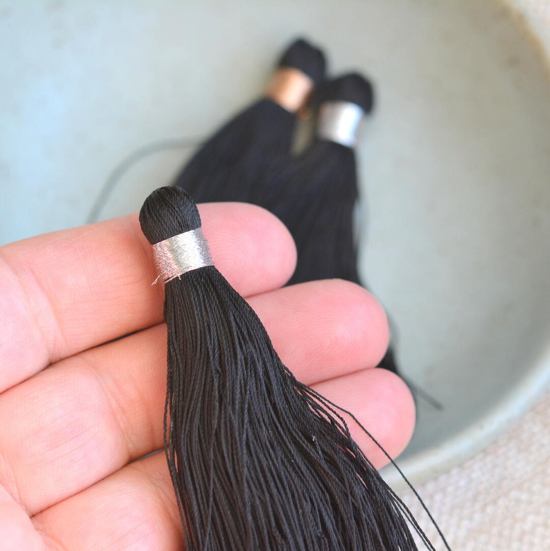 Large Black Tassels 3 Inch Black Mala Tassels Large Nylon Etsy