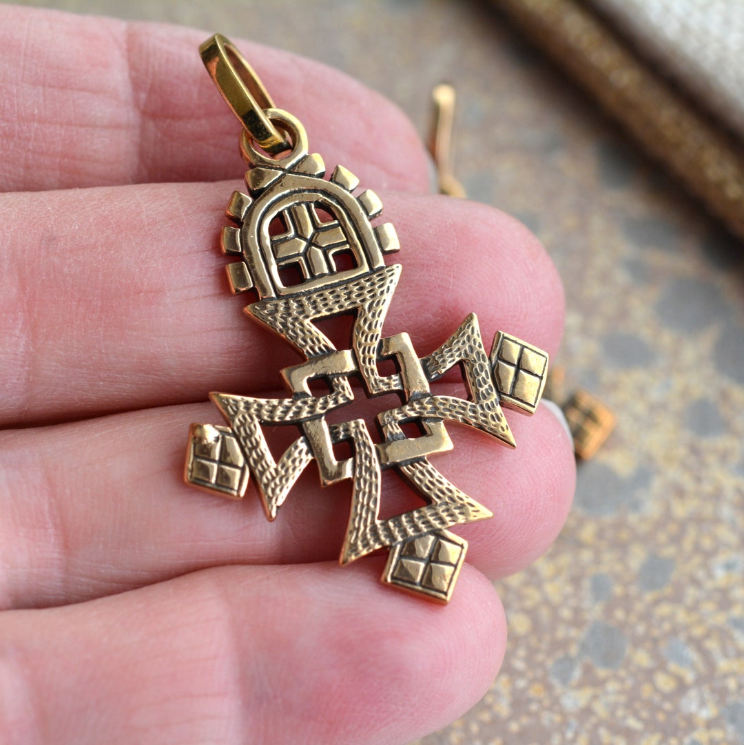 Ethiopian Cross Pendant Bronze Cross Ethiopian Jewelry 10mm Etsy