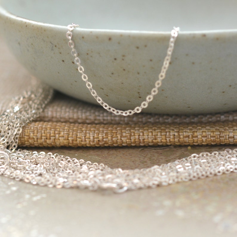 Fine Silver Chain Sterling Silver Dainty Sparkly Flat Etsy