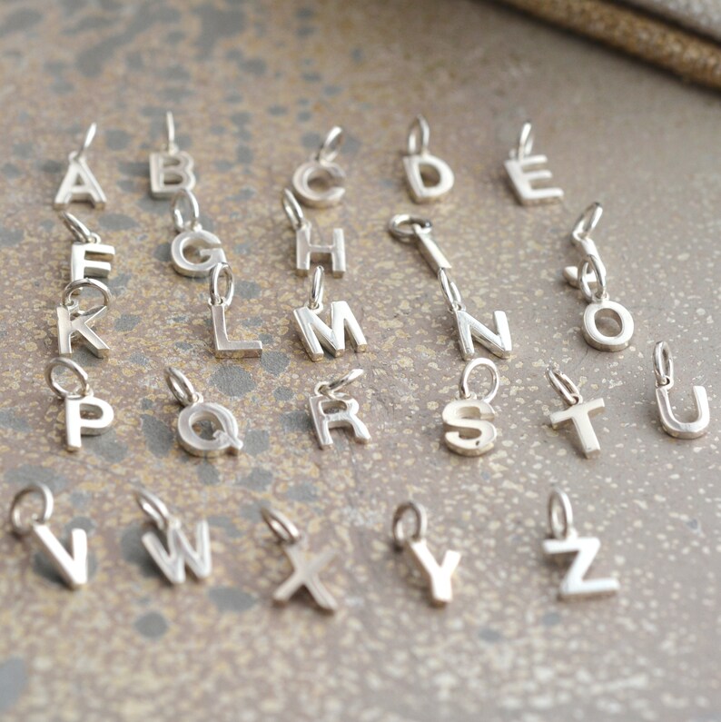 Sterling Silver Initial Charm Alphabet Charms Letter Charms Etsy