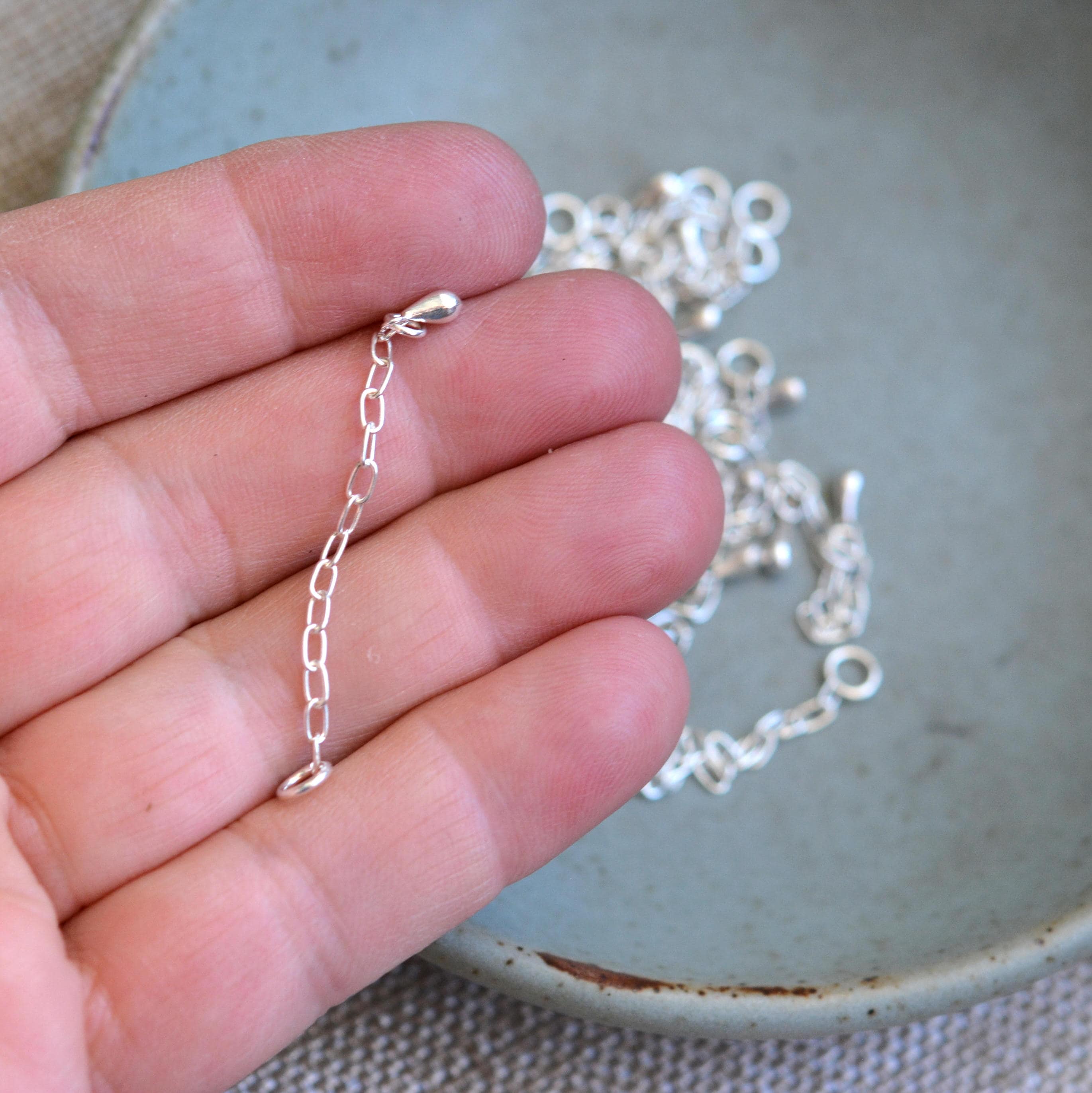 1 - 2 Inch Sterling Silver Necklace Extender Chain, 4mm Jump Ring,  Extension Chain, Silver Extender, Findings, KP14-10