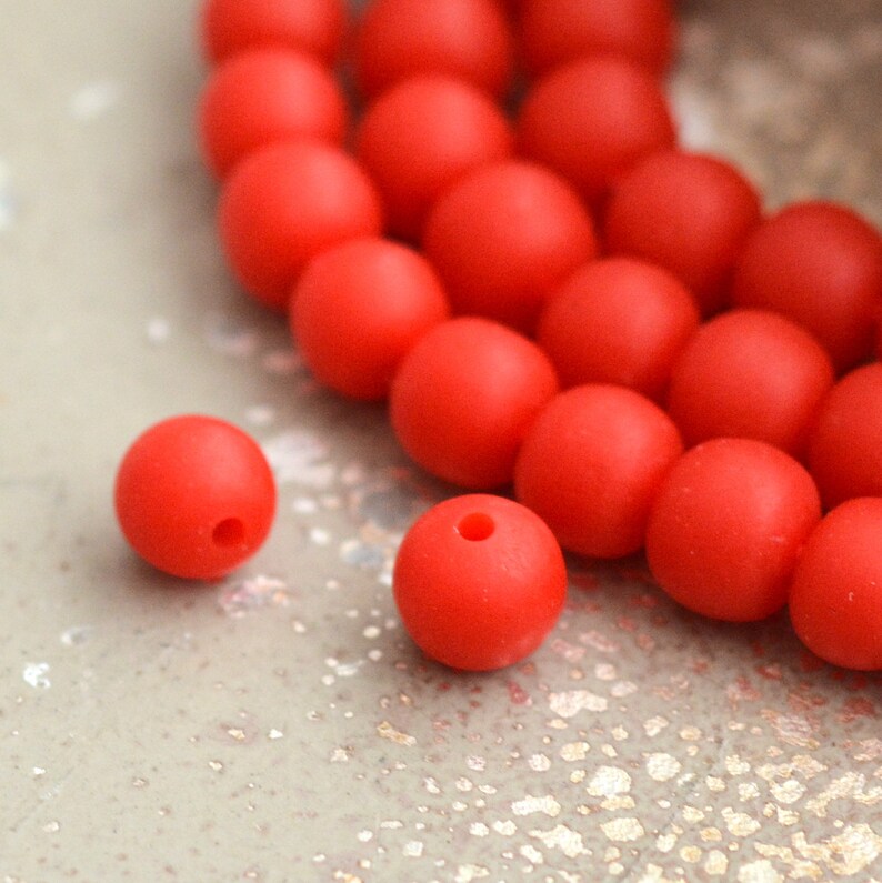 8MM VALENTINES RED BEADS PACK OF 50 ACRYLIC ROUND RED BEADS 8MM VALENTINES RED BEADS PACK OF 50 ACRYLIC ROUND RED BEADS