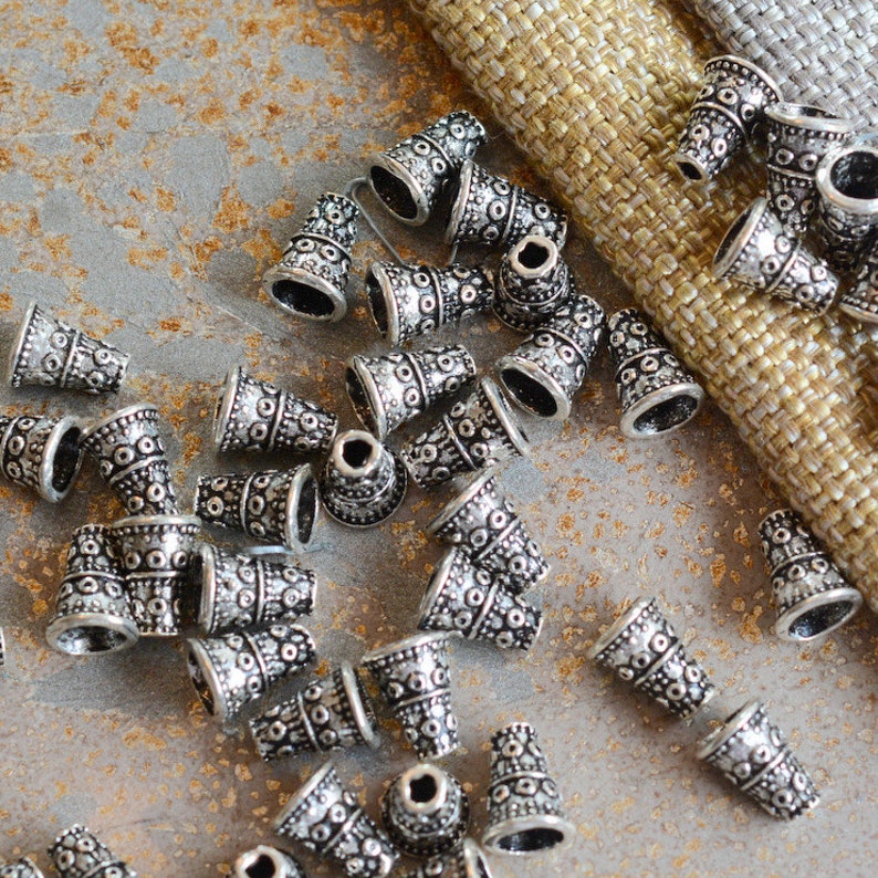 Pack 50 Sterling Silver 6mm Bead Cap with 1mm hole
