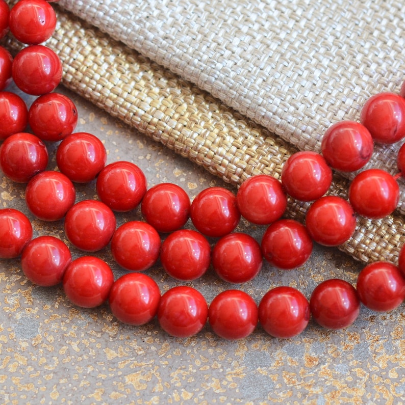 Tibetan Beads MAN17-0126B Nepal Beads 8mm Bamboo Coral Beads 50-8mm Bright Red Coral Beads 8mm Red Beads Nepal Jewelry