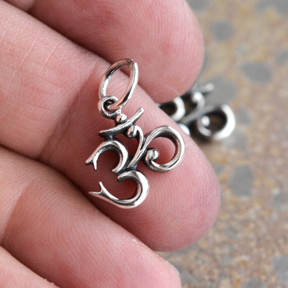 Sterling Silver Om Charm Om Symbol Charm Yoga Charm Yoga Etsy
