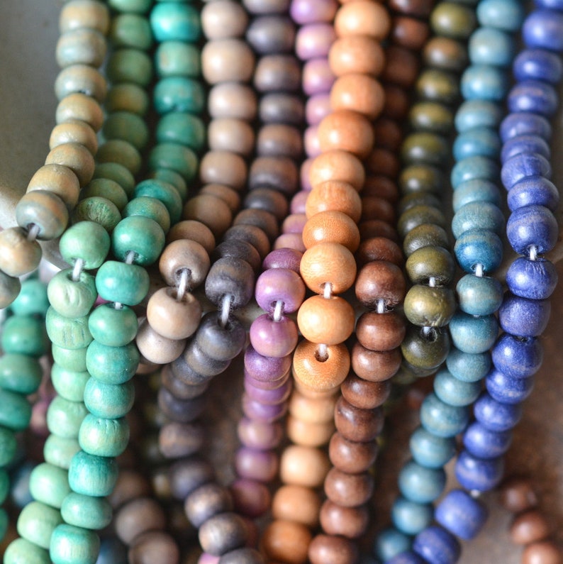 75 6mm Natural Wood Beads Colorful Wood Indonesian Beads Etsy