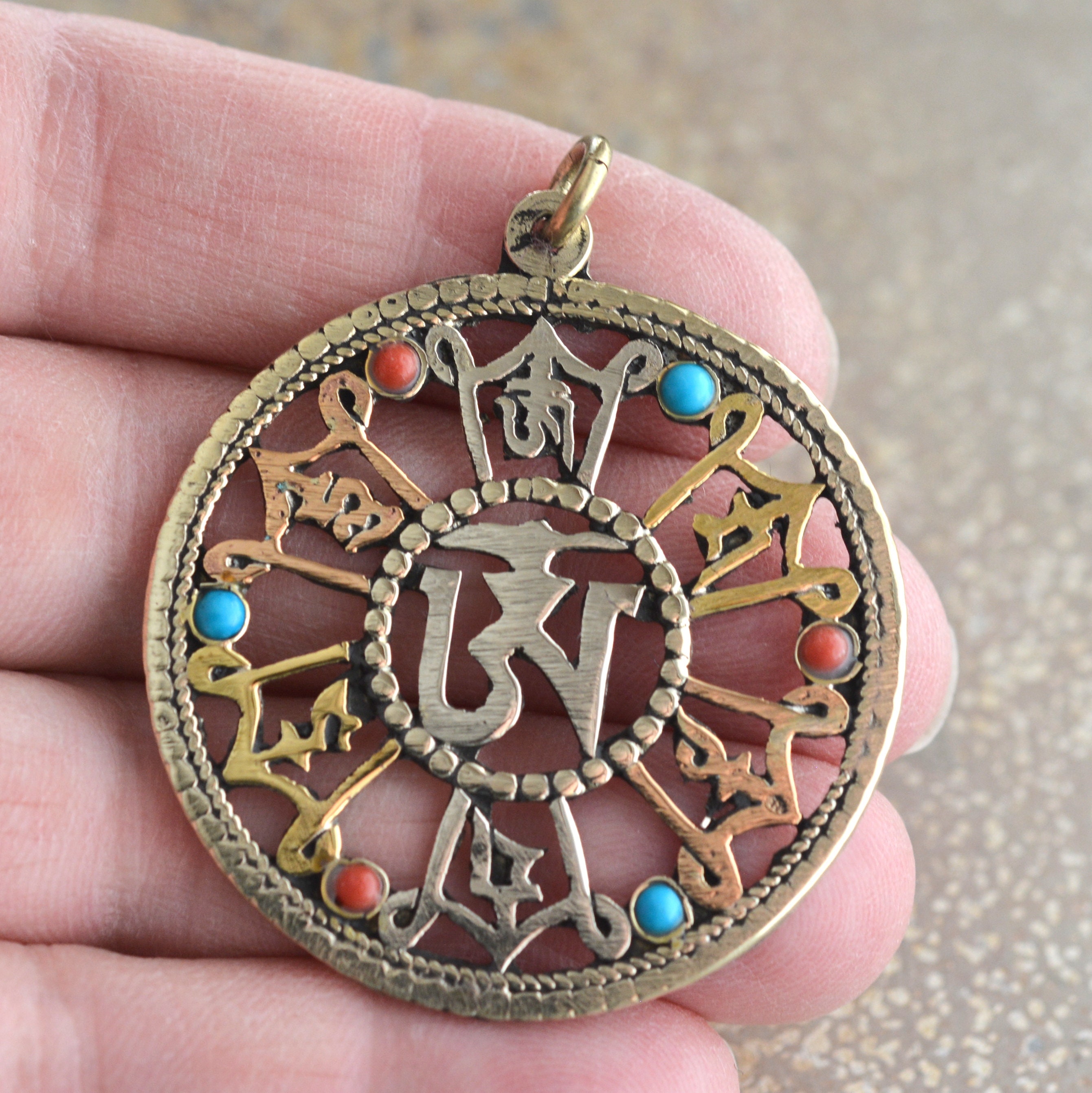 Om Pendant Tibetan Pendant Ohm Charm Handmade Jewelry Mantra Etsy