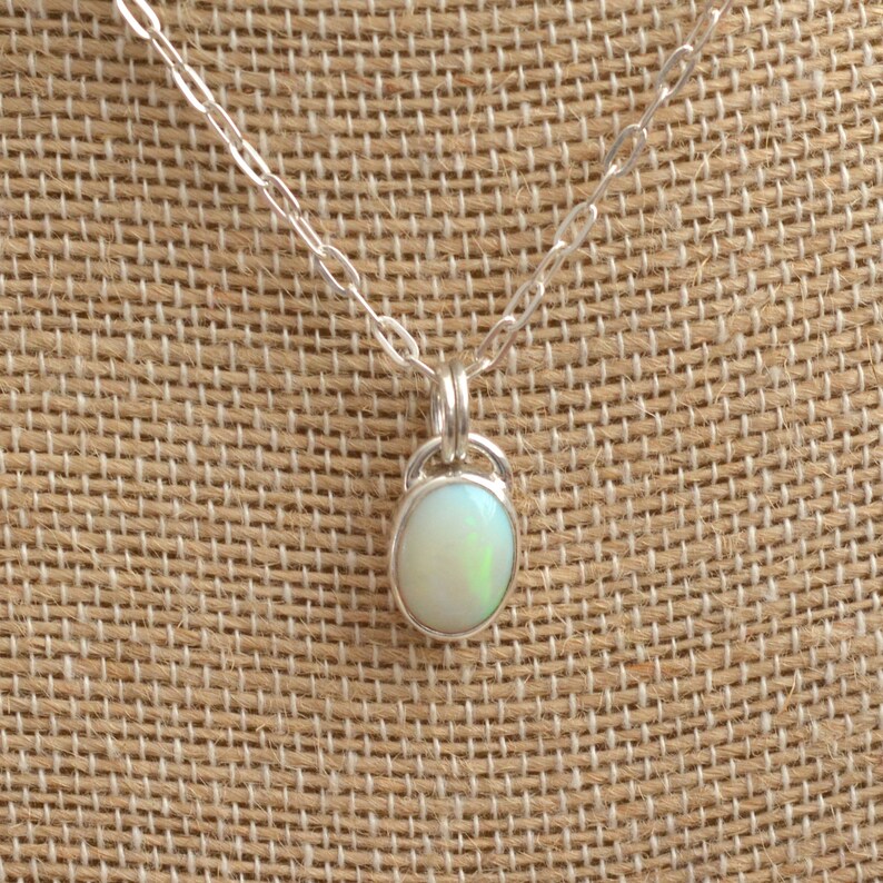 Sterling Silver Ethiopian Opal Necklace Opal Gemstone Necklace One of a Kind Oval Opal Pendant BS19-0119H Sparkly Cable Chain