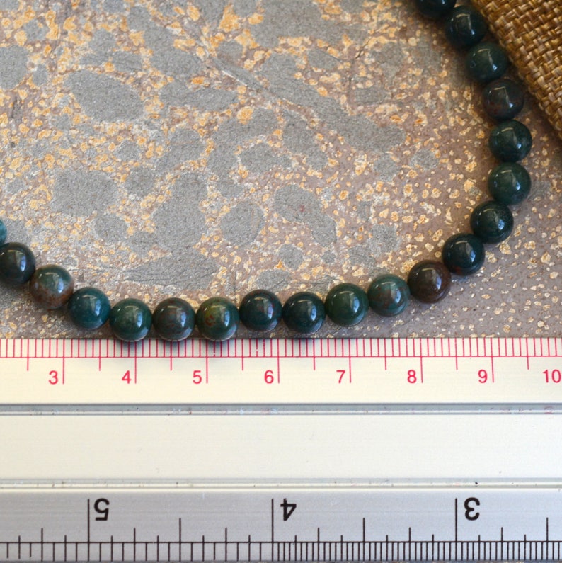 60-6mm Bloodstone Jasper Beads MAN16-501 Mala Beads Natural Blood Stone Beads 15./'5/'/' Strand Dark Forest Green