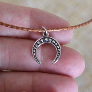 Sterling Silver Crescent Moon Necklace, Moon Phase Necklace, Squash Blossom, Funky Boho Silver Necklace for Girls, PL19-0705G