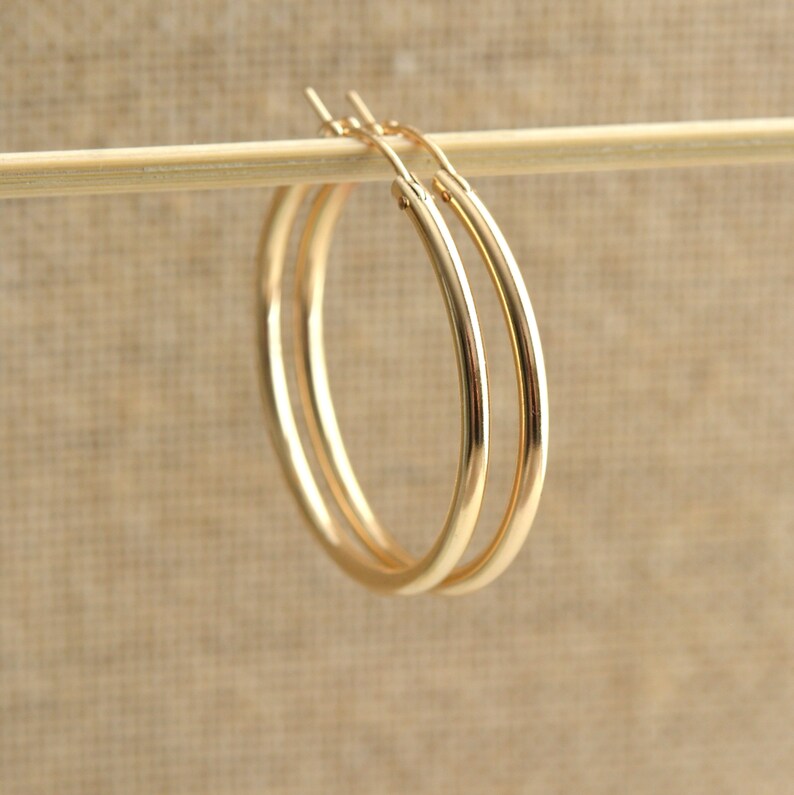 Pair Mm Thick K Gold Filled Hoops Large Gold Hoops Etsy