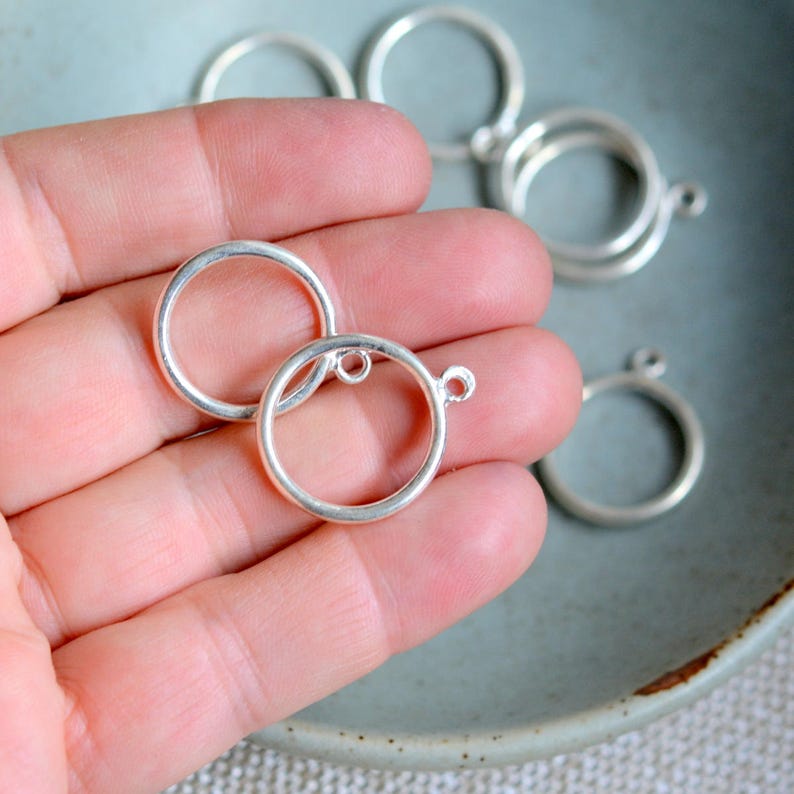 20mm Sterling Silver Circle Loop Charms Round Circular Etsy