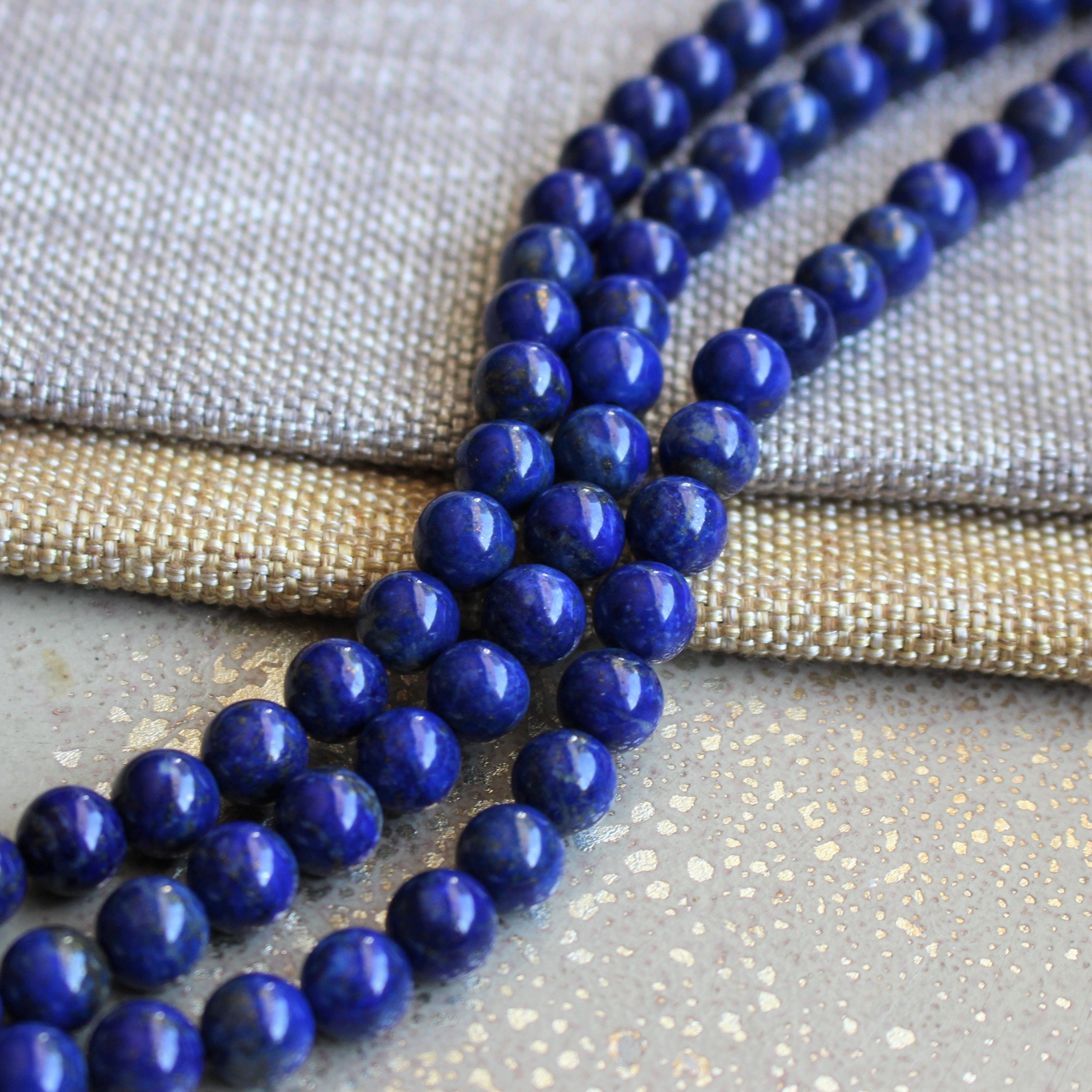 RVG 8mm Lapis Lazuli Beads Round Gemstone Loose Stone Mala 15.5 in Strand for Jewelry Making Approx 45-48 pcs 