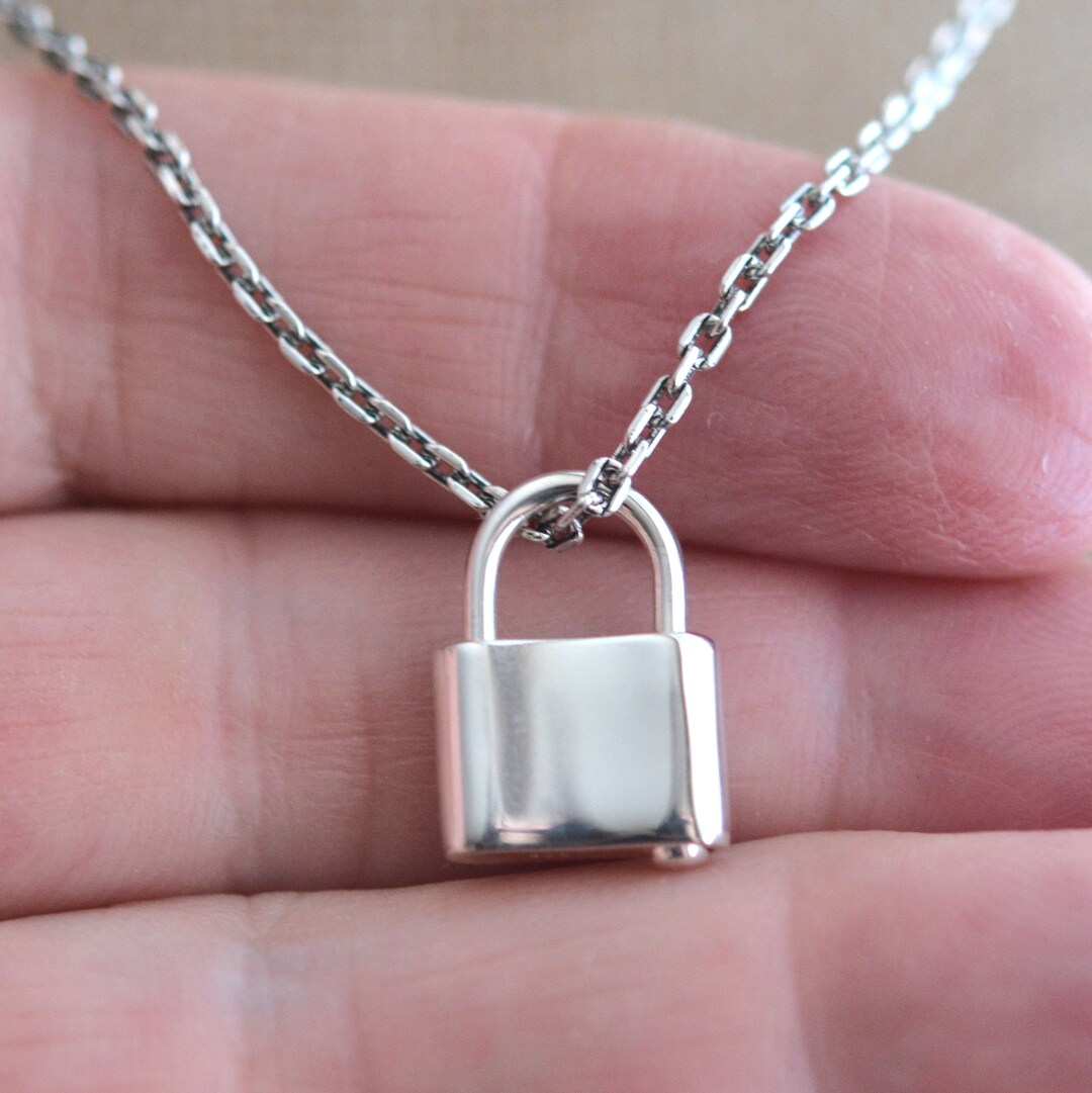 Sterling Silver Lock Necklace Padlock Necklace Layering Etsy Italia