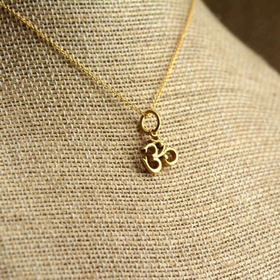 OM Necklace Gold Om Charm Necklace 18K 