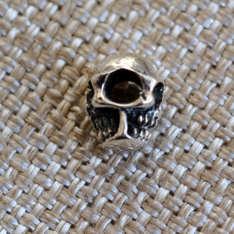 Skull Bracelet Skull Necklace 1-9mm Sterling Silver Skull Bead Large Hole Double Sided Gothic Skull Men/'s Biker Jewelry GS16-003