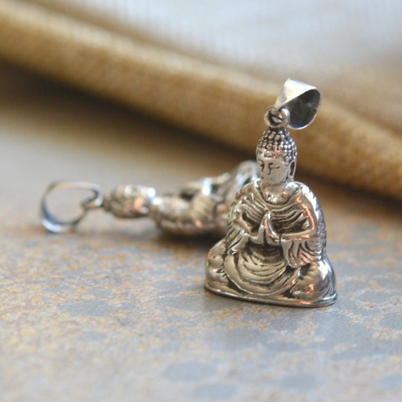 Sterling Silver Buddha Statue Drop Charm 925 Buddhist Pendant Fine Jewelry Precious Metal Without Stones - Buddhist Charms And Pendants Sterling Silver Buddha Statue Drop Charm 925 Buddhist Pendant Fine Jewelry Precious Metal Without Stones - Buddhist Charms And Pendants