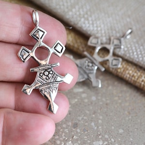 Silver Tuareg Cross, Sterling Silver Tuareg Pendant, African Cross, Tuareg Jewelry, Handmade Cross, Nomadic Cross Pendant, 38mm, GRD190727