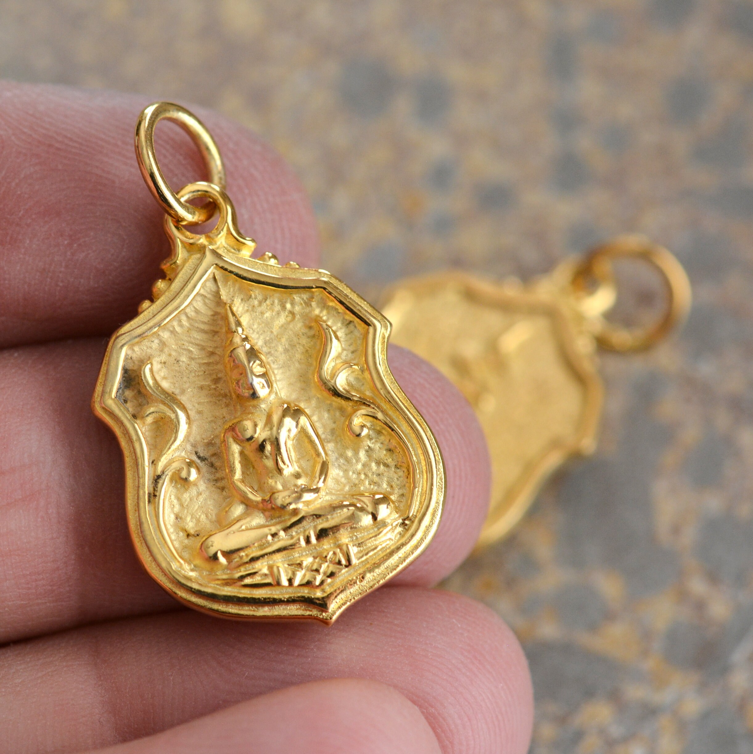 18K Gold Plated Buddha Amulet Necklace 14K Gold Filled Cable - Etsy UK