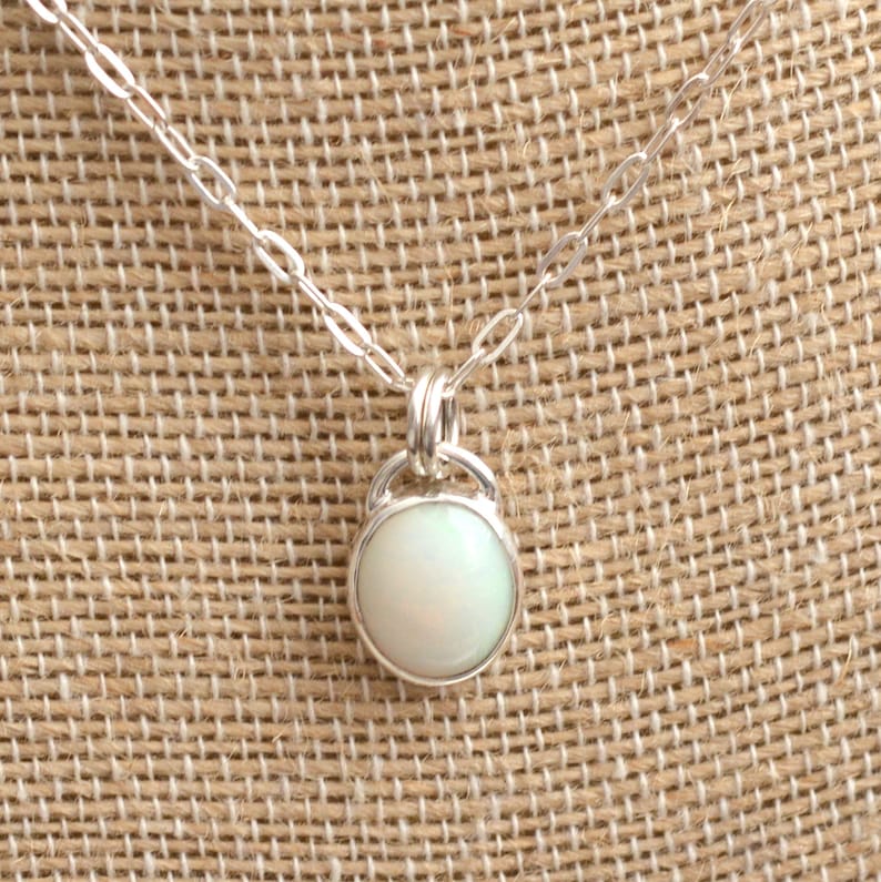 Sterling Silver Ethiopian Opal Necklace Opal Gemstone Necklace One of a Kind Oval Opal Pendant BS19-0119H Sparkly Cable Chain