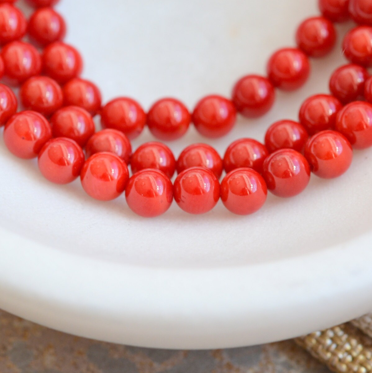 Red Coral Beads 6mm Round Orange Coral Beads Tibetan Coral Etsy