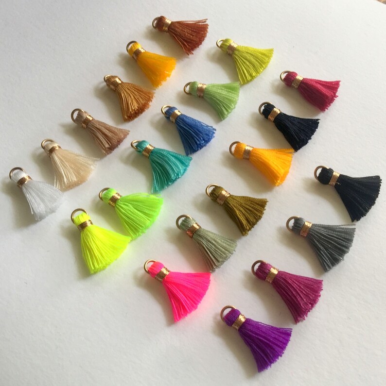 Neon Tassels Mini Tassels Bronze Binding Neon Pink Neon Etsy