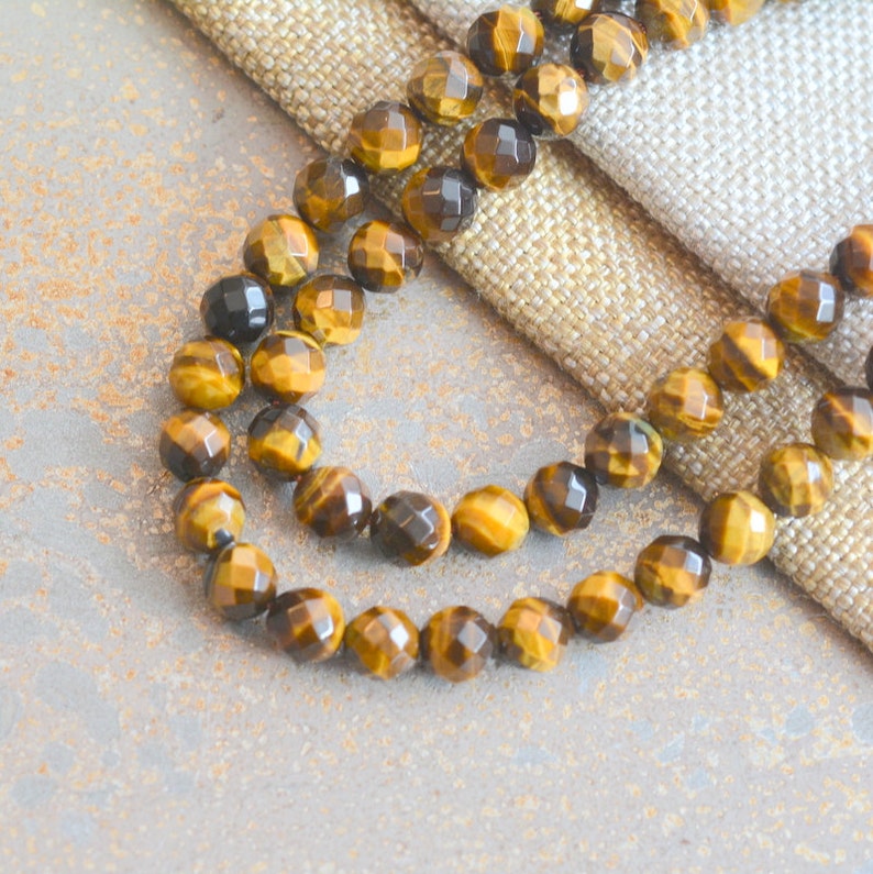 Faceted Tiger Eyes Beads Tigers Eye Beads 8mm Cut Gemstone Etsy