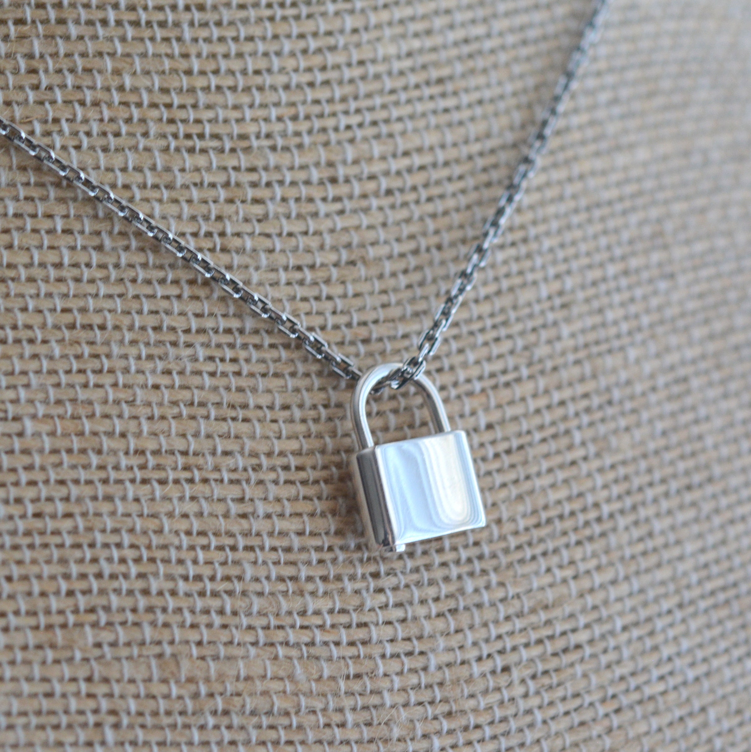 Sterling Silver Lock Necklace Padlock Necklace Layering Etsy